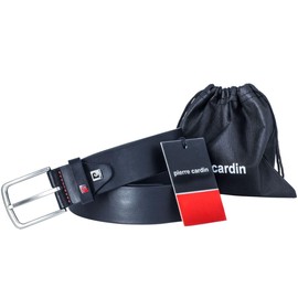 Pierre Cardin Men's Leather Belt 40 mm Wide Belt Full Cowhide Leather Black, black