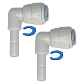 1/4" DUAL O-RING, Stem Elbows, 2 or 5 Pack, Quick Connect, Push Fit Water Tube Fitting for RO Reverse Osmosis, Filters, Refrigerators, Ice, and Coffee, Locking Clips, Compare to PP220808W (2-Pack)