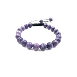 SHNAYA JEWELS AAA LEPIDOLITE Natural Healing Power Gemstone Crystal Beads Unisex Adjustable Macrame Bracelets 8mm