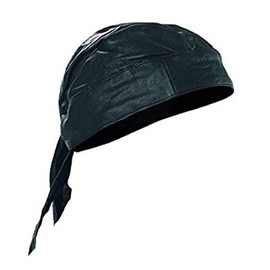 AES Black Leather Style Do Rag Doo Rag Skull Cap Head Wrap