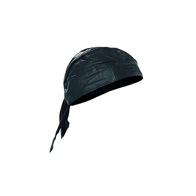 AES Black Leather Style Do Rag Doo Rag Skull Cap
