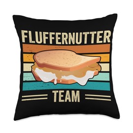 Peanut Butter Sandwich Funny Retro Creamy Fluffernutter Team Throw Pillow