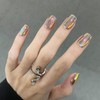 Square Press on Nails Short Gold Chrome Fake Nails Shiny