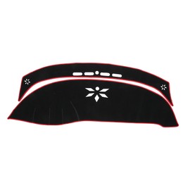 INFINAUTO Dash Cover, Center Console Non-Slip Dashboard Carpet Mat for Jaguar XF 2016-2019 Polyester Black Red,1Pc