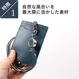 Boosters Vertical ID Badge Holder with Reel ID Card Case Genuine Leather Black