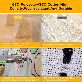 ZOWWFAST Tufting Cloth,Monks Cloth with Marked Yellow Lines for Tufting,Professional Punch Needle Fabric for Tufting Guns for Handmade Rugs | Tapestries 39 x 79 Inchs