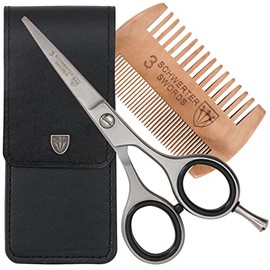 DREI SCHWERTER-Rostfreie professionelle Bartschere Haarschere mit Bartkamm im Etui