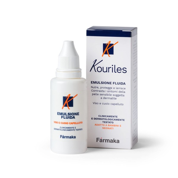 Kouriles Moisturizing and Protective Fluid Emulsion for Face and Scalp Against Redness and Itching, 30 ml