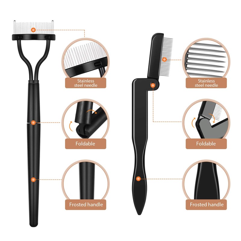 Boao 4 Pieces Folding Eyebrow Comb Eyelash Comb Lash Separator