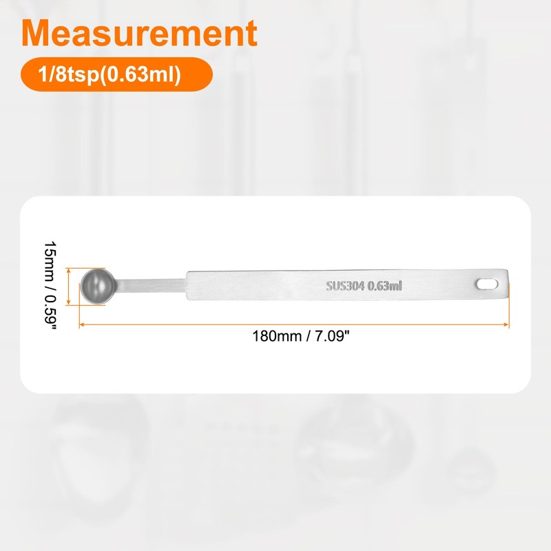 sourcing map Single Measuring Spoon 1/8tsp (0.63ml) Teaspoon/Tablespoon 304 Stainless