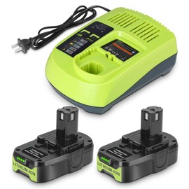 REACELL 2 Pack P103 3.5Ah Battery and Charger Combo Compatible for Ryobi 18V Battery P108 P102 P104 P105 P107 P109 P122 with P117 Charger, 18 Volt Batteries and Charging Set
