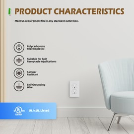 TOPELER 10 Pack Duplex Receptacle Outlets, Tamper-Resistant Electrical Sockets, 20A 125V, Power Outlets for Residential and Commercial Use, Self-Grounding, Wall Plate Include, UL Listed, White
