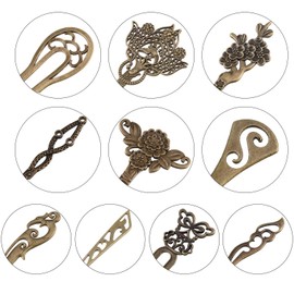 Geyoga 20 Pieces Hair Sticks Vintage Bronze Hair Chopsticks Chinese Pins Antique Decorative for Women Accessory, 10 Styles