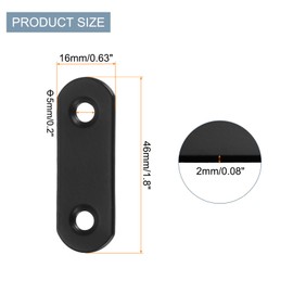 sourcing map 4 Set Flat Repair Plates, 0.63 x 1.8 Inch Stainless Steel Flat Straight Brace Bracket Mending Joining Plates with Screws for Fixing Wooden Furniture Corner, Black