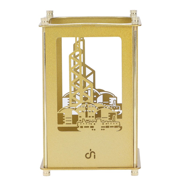 3set Pen Holder Golden Appearance Electroplating Quadrate Educational DIY Assembly