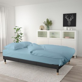 Rajlinen Queen Sleeper Sofa Bed Sheets, 100% Egyptian Cotton, 4 Piece Set, Deep Pocket Fitted Sheet, Soft, Cooling, Breathable, Fits Up to 8 Inch Mattress, Luxury Hotel Quality, Light Blue