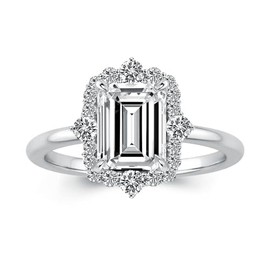 RODIFFY 2.5CT Elongated Emerald Cut 5A Cubic Zirconia Engagement Ring, Simulated Diamond Promise Ring in 18K White Gold-Plated Sterling Silver (White Gold, 4.5)