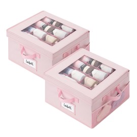 GRANNY SAYS Shoe Organizer for Closet, Fits up to 8 Pairs, 2 Pack Shoe Cubby Storage Containers with Side Mesh Pocket and Flip-Top Lids, Pink