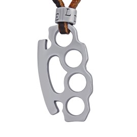 Hanessa Men's Jewellery Men's Necklace Genuine Leather Mini Knuckle Pendant Christmas Gift for Husband/Boyfriend, Metal
