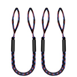ZRSCHYG 4FT Bungee Dock Lines for Boats with Loops – Shock Absorbent Mooring Rope, Perfect Boat/Jet Ski/Pontoon Accessories, Boating Gift for Men 2 PCS (Black,Blue&red)
