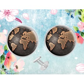 XUTAI Cufflinks for Men Classic Cuff Links for Tuxedo Shirts Business Wedding 2pcs in Gift Box (Vintage World Map)