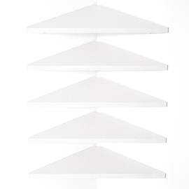 Love-KANKEI Corner Shelf Wall Mounted Set of 5,Floating Shelves for Storage,Rustic Wood Hanging Wall Shelves for Bedroom Bathroom Living Room Kitchen Display White