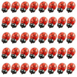Tegg Wooden Ladybug Sticker 100PCS 3D Tiny Red Ladybird Flatback Self Adhesive Embellishment for Card Scrapbooking DIY Decoration