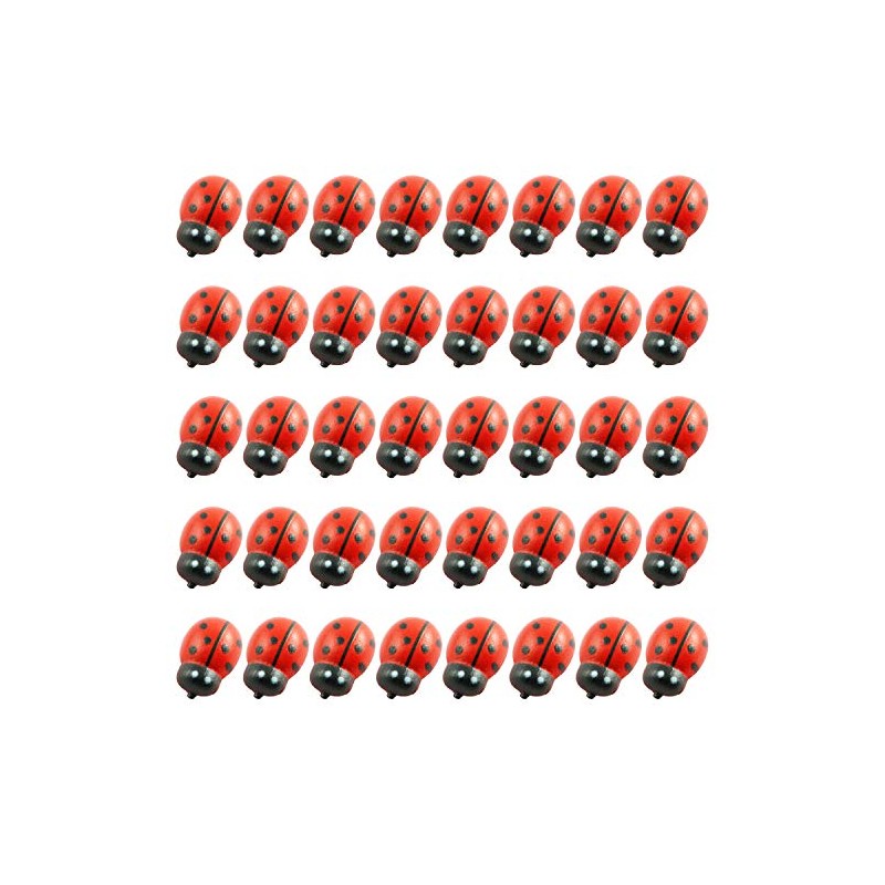 Tegg Wooden Ladybug Sticker 100PCS 3D Tiny Red Ladybird Flatback