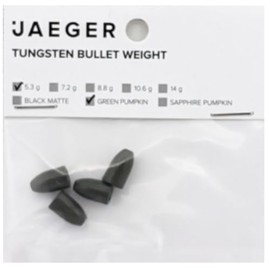 Jaeger Fishing Bullet Leads for Finesse Montages Green Pumpkin Tungsten Bullet Weight, Weight/Content: 5.3 g / Pack of 4
