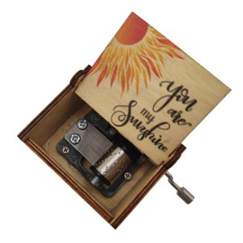 Wood Music Box, Wooden Hand Crank Musical Instrument with Melody You’re My Sunshine Gift to Family Friend Lover Classmate (You're My Sunshine)