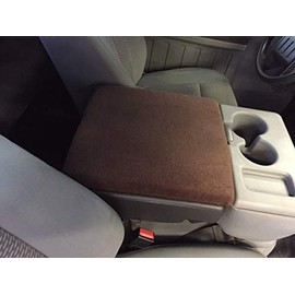 Auto Console Covers- Fits The 2011-2016 Ford F-250 Super Duty Center Console Armrest Cover Fleece Fabric -Brown