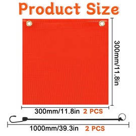 YYWEi Pack of 2 Red Warning Flags 30 x 30 cm Red Flag Extra Length with Rubber Cord Warning Flag Red for Car Caravan Trailer Bicycle Carrier