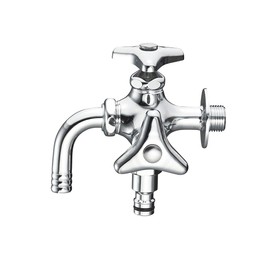 SANEI F126V-13 F126V-13 Double Mouth Horizontal Faucet for Water Sprinkling, Joint Connection, Water Discharge Pipe Rotation, Silver
