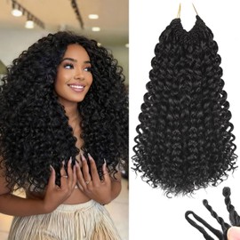 Extensiones de cabello rizado de crochet Gogo Curl de 120 hebras, fibra proteica pura, similar al cabello humano, de 35,5 cm, pre-bucle, ondas profundas, para mujeres negras, estilo playa, trenz