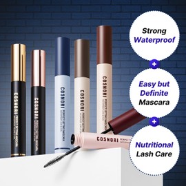 COSNORI Perfect Setting Waterproof Mascara Long&Curl 04 Deep Ash – Long-Lasting Smudge - Ash Brown Mascara - Korea Waterproof, Long lash, Strong fixing, Silk Amino Acids - 0.23fl oz (7ml)