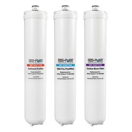 Neo-Pure NP-SQC4 Replacement Kit for Water Factory Systems SQC4 RO Systems – Includes NP-3M702 Sediment Prefilter, NP-3M704 GAC Pre/Post Filter, NP-3M710 Carbon Block Postfilter.