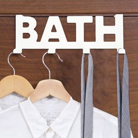 Roucerlin Over The Door Hook Hanger with 4 Hooks, Towel Rack for Bathroom Door, Decorative Metal Bath Hanger for Coat Robe Bag, Heavy Duty Hanging Organizer for Bedroom Kitchen (White)