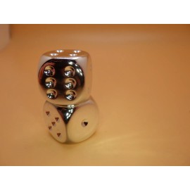 Chessex 2D6 (2 Six Sided) (Pair) 16mm Silver Metallic Plated Dice RPG Gaming Tabletop