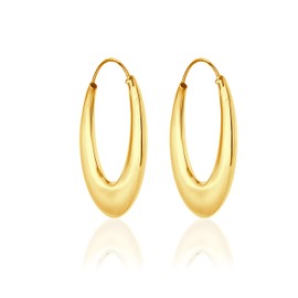 DTPSilver - 925 Sterling Silver Yellow Gold Plated Creole Thick Hoops Earrings - Thickness 5.5 mm - Diameter 40 mm