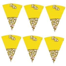 FRCOLOR 50 Pcs Paper Popcorn Bags, Cone Shaped Popcorn Cones for Individual Servings, Disposable Paper Snack Bags for Parties, Movie Nights & Events
