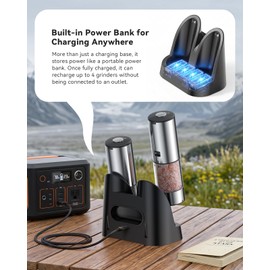 Rechargeable Salt and Pepper Grinder Set with Power-Storing Charging Base