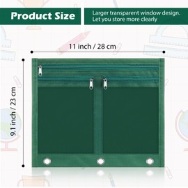 Lincia 6 Pack 11 * 9 Inch Pencil Pouch for 3 Ring Binder with Zipper 3 Pocket Large Binder Pen Pouch Clear Window Pencil Bags Big Capacity Case for Office College School Supplies