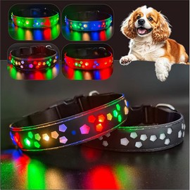 DOGLED Subversive USB-C led Light up Dog Collar,Star Running LED Design Comfortable and Soft Material,Multicolored Lighting (Black, XL(19.7-23.6"))