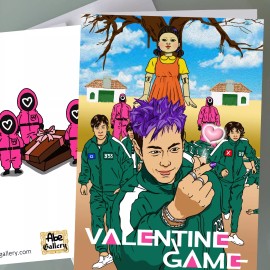 Abe Gallery Art Squid Game Fan Art Valentin's Day Card Funny Valentine's Day Card - Pop-Up