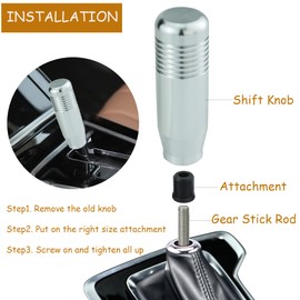 Temzzer 3.3 inch Shift Knob Alloy Shifter Stick Handle Racing Gear Lever Head for Most Manual Automotive Cars Vehicles (Silver)