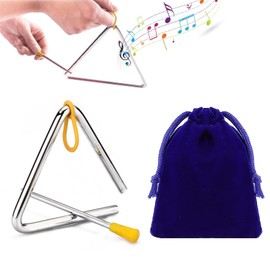 Triangle Musical Instrument, Triangle Percussion, Music Triangle Instrument, with Velvet Bag, Musical Triangle Instrument with Beater, for School Children and Beginners When Making Music