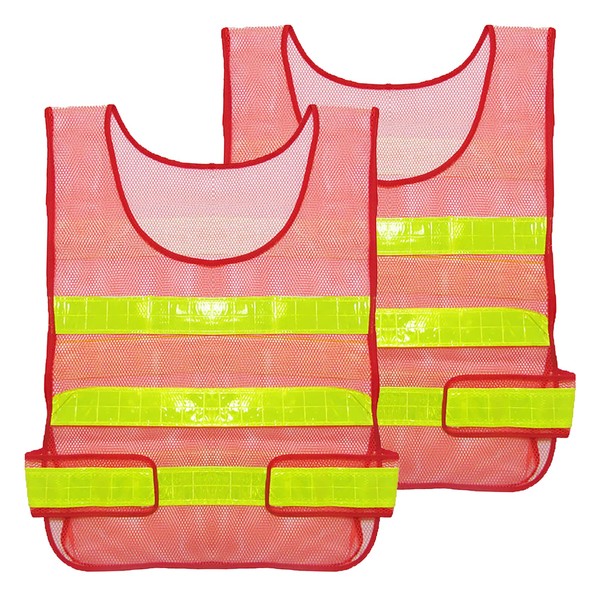 2pcs High Visibility Safety Vest with 3 Reflective Strips,Fluorescent Mesh Fabric Breathable and Durable for Traffic Work, Running,Surveyor,Construction Work and Security Guard (Orange)
