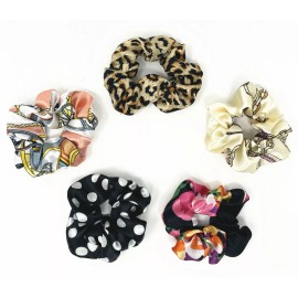 Doliphine Silk Scrunchie / Hair Ties / Silk hairband / Floral Scrunchies Hair Accessories - Nude chain