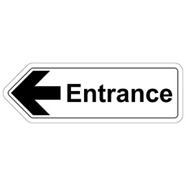 V Safety Shaped Safety Sign - Entrance Arrow Left - 300X100-2MM Rigid Plastic