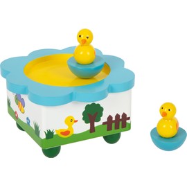 small foot 7489 musical box dancing ducks made of wood, with colorful ducks dancing to a melody, from 3 years on